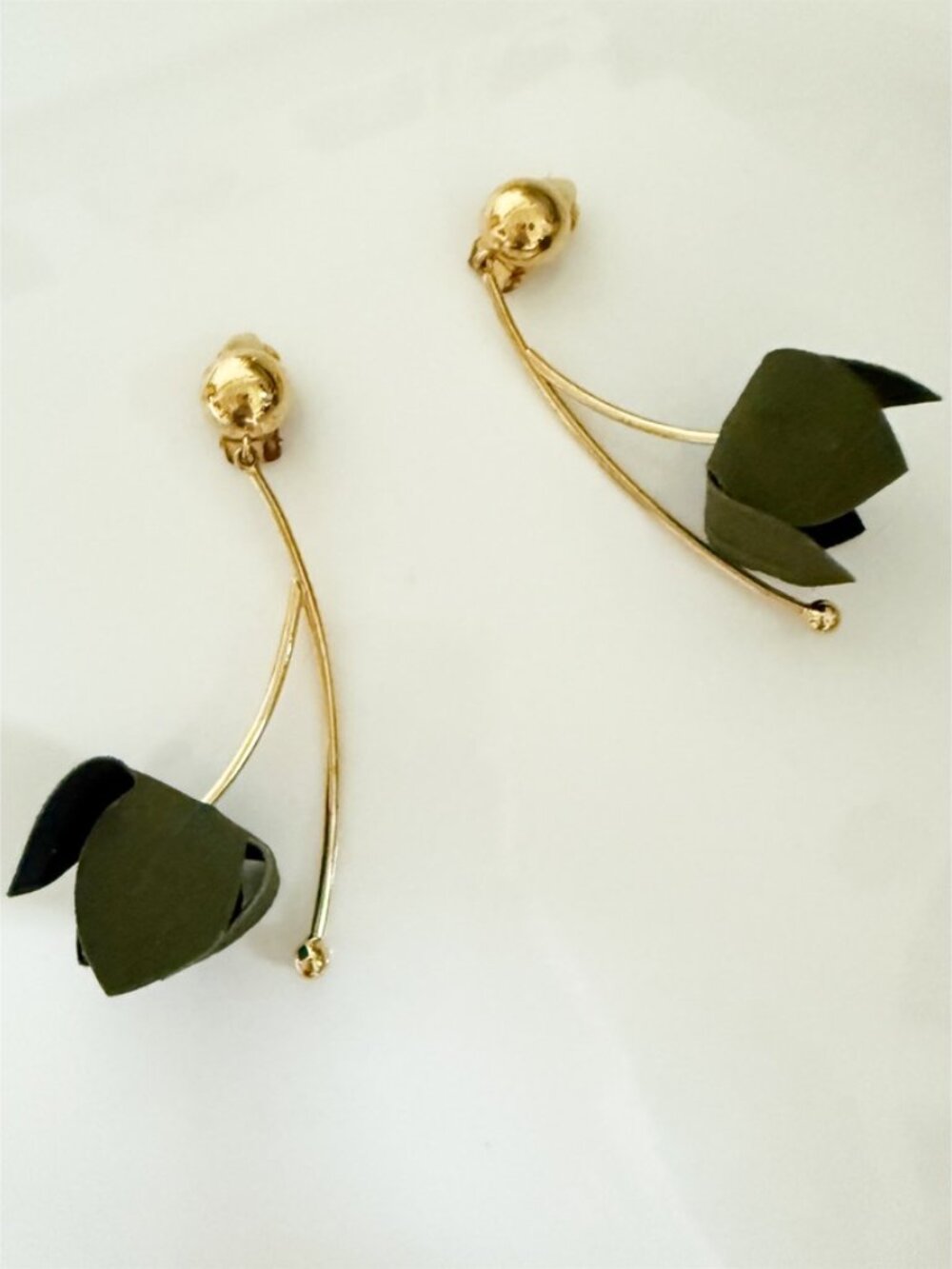 Black Flower Drop Clip-On Earrings - Picture 2 of 3